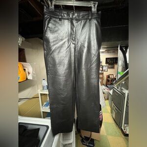 Babaton Black Faux Leather Pants Size 4